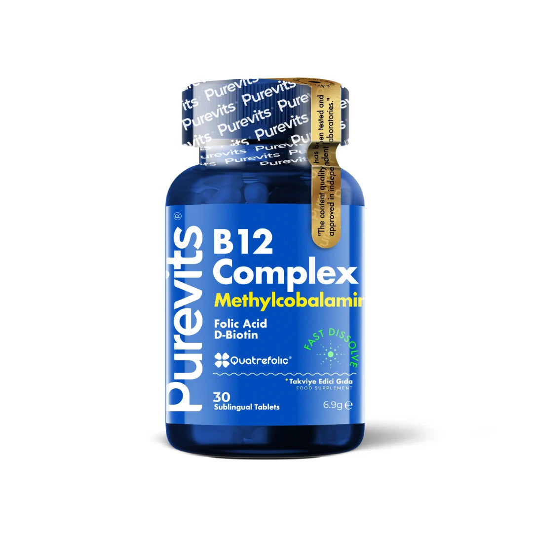 PUREVITS Vitamin B12 Complex - Folic Acid – Biotin – 30 Adet Dilaltı Tablet