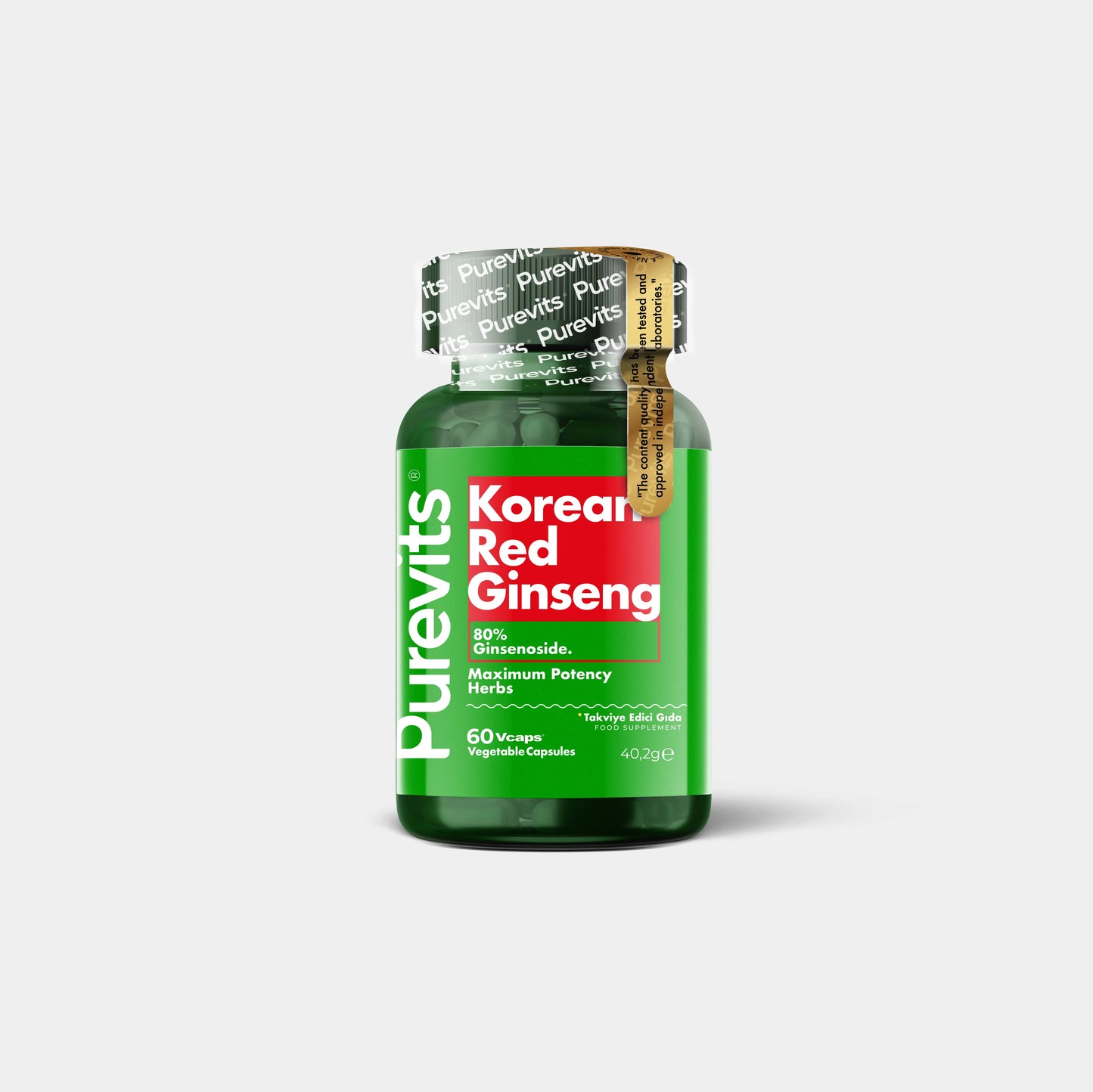 Kırmızı Kore Ginseng 500 mg  60 Vegan Kapsül